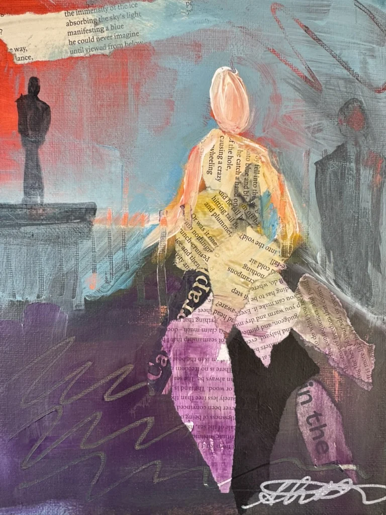 Lady, mixed media and india ink, by Shannon Huffman Polson