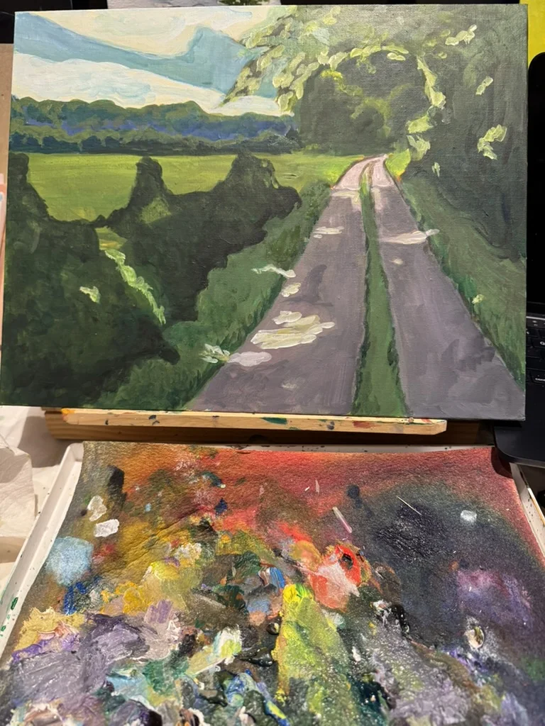 On the easel, with the palette